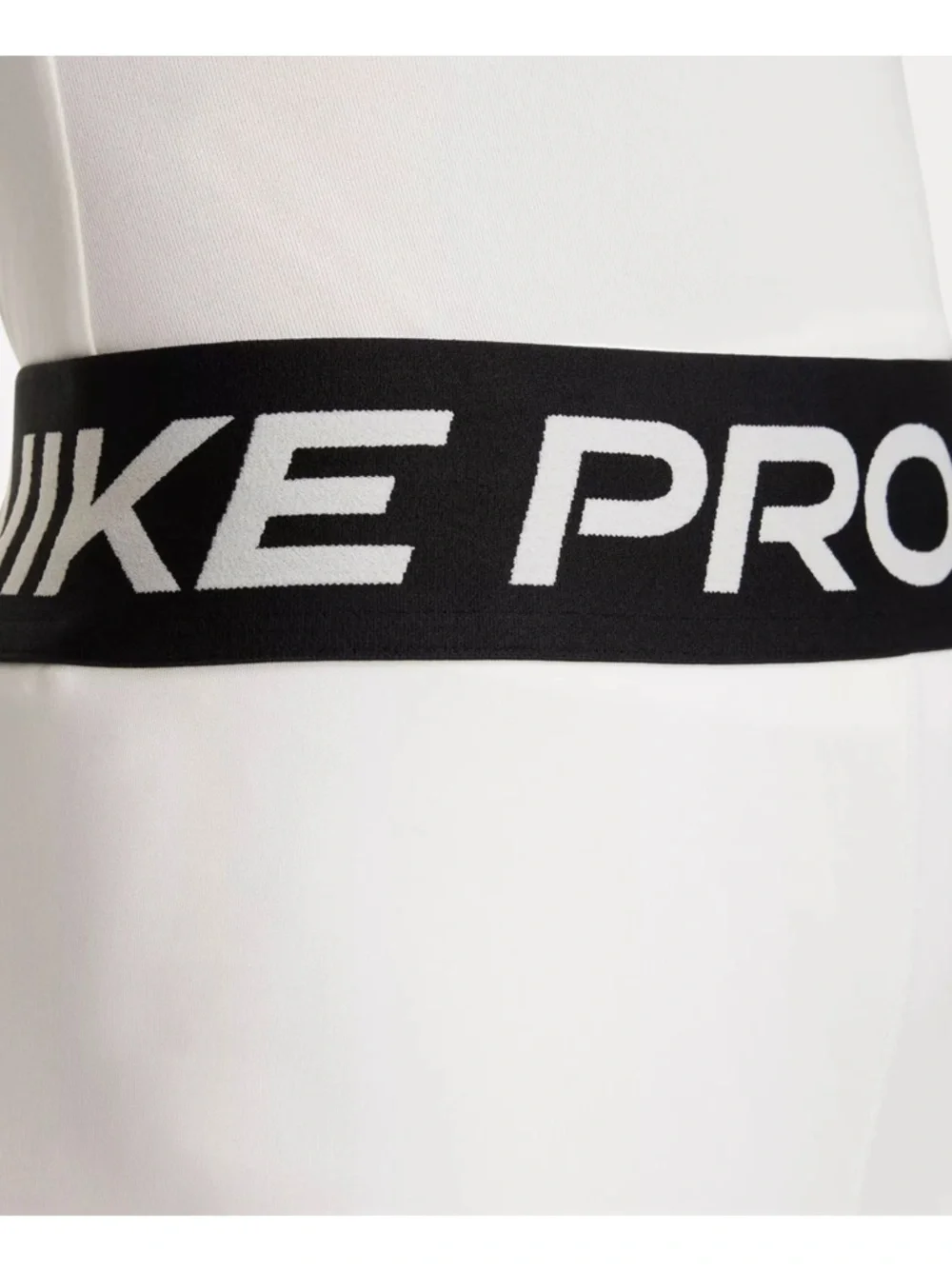 Nike White Pro High-Waist  Shorts with Black Branded Waistband